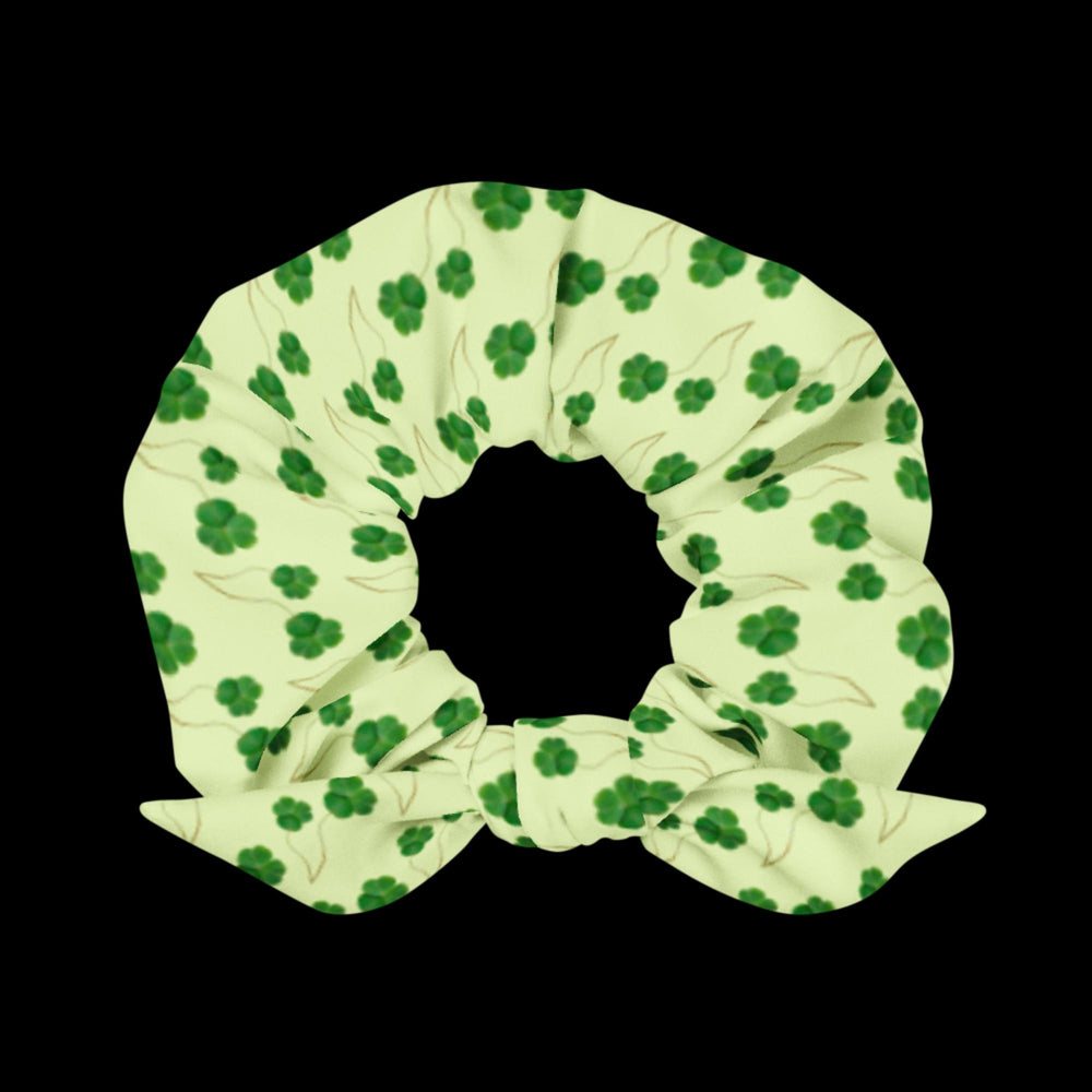 Green with clovers - Scrunchie